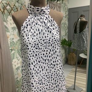 Elegant Black and White Halter Blouse